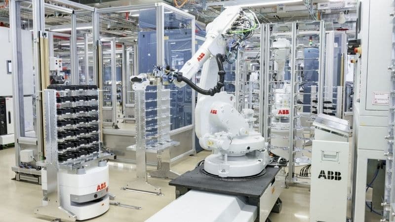 A robotic arm working in a factory
